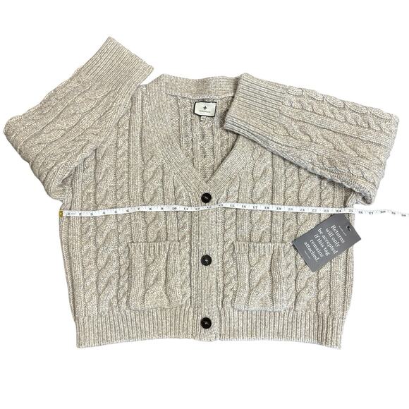 NWT‎ Tuckernuck Arthur Cable Knit Cardigan Sweater Gray Wool Blend Cropped XXL - Picture 8 of 16